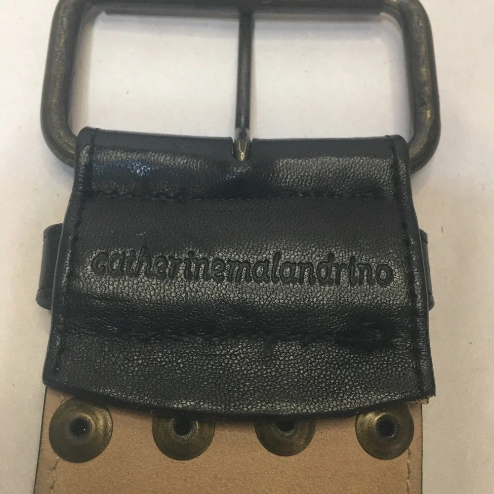 CATHERINE MALANDRINO Brown Brass STUDDED BELT Size M 34